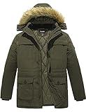 Soularge Men's Big and Tall Winter Warm Insulated Utility Jacket Coat with Hood (Army green, 3X)