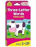 School Zone Spell Three-Letter Words Puzzle Cards: Preschool to Kindergarten, Letters, Letter Recognition, Word-Picture Recognition, Spelling, and More