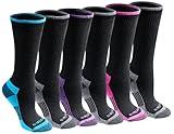 Dickies Women's Dri-Tech Essential Moisture Control Crew Socks, Available in S-XL (6, 12, Black Bright (6 Pairs), Medium