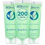 EcoEarth Travel Size Body Wash (1 fl oz, 200 PK, Spring Breeze), Delight Your Guests with a Revitalizing and Refreshing Hotel Body Wash, Quality Mini and Small Size Guest Hotel Toiletries in Bulk