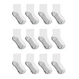 Hanes Boys Socks, Double Tough Cushioned Ankle And No Show, 12-pair Packs Athletic-socks, Ankle - White/Grey Bottom - 12 Pack, Medium US