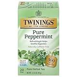 Twinings Pure Peppermint Individually Wrapped Tea Bags, 20 Count (Pack of 1), Fresh Minty Flavour, Naturally Caffeine Free, Enjoy Hot or Iced | Packaging May Vary