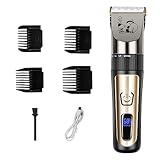 AJELU Dog Clippers, Cordless Low Noise Rechargeable Electric Dog Grooming Clipper Kit, Adjustable Clipper Comb & Detachable Blades Dog Trimmer, Suitable for Dogs, Cats, Pets