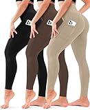 3 Pack Leggings for Women-No See-Through High Waisted Tummy Control Yoga Pants Workout Running Legging