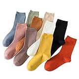 TeenFighter 10 Pairs of Comfortable Casual Cotton Socks for Women, Crew Size, Solid Color Stretch Socks for Girls