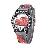 Disney Pixar Cars Lightning McQueen Watch for Kids 3-5, Lightning McQueen Watch for Boys, Cars Watches Analog, Toys Toddler, Black Bezel, Multicolor Nylon Strap