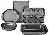 Amazon Basics 6 Piece Nonstick, Carbon Steel Oven Safe Bakeware Set, 16.25 x 11.75 x 6.25 inches