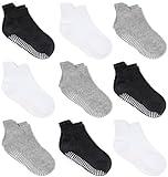ZAPLES Baby Non Slip Grip Ankle Socks with Non Skid Soles for Infants Toddlers Kids Boys Girls, Assorted 9 Pack, 12-36 Months