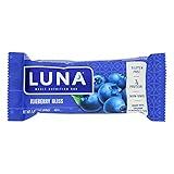 Clif Bar Luna Bar - Organic Blueberry Bliss - Case of 15 - 1.69 oz - 70%+ Organic -