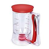 BBSTARZ Pancake Batter Dispenser – 4-Cup Batter Dispenser with Squeeze Handle & Measuring Marks for Pancakes, Waffles, Muffins, Crepes & Cupcakes – Baking Tool(Red)