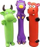 Pweituoet 9" Squeaky Dog Toys for Small Dog, 3 Pack Funny Rubber Dog Squeaky Toys, Latex Dog Chew Toys for Puppy