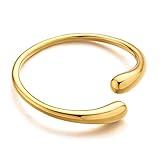 WOWORAMA Gold Cuff Bracelets for Women 18K Gold Plated Teardrop Chunky Open Cuff Bangle Bracelets Simple Polished Gold Wrist Cuffs Bracelet Fashion Jewelry