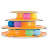 Catstages Tower of Tracks 3-Level Cat Track Toy with 6 Balls, Interactive Toy for Indoor Cats, Orange