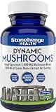 Stonehenge Health Dynamic Mushrooms - 100% Fruiting Bodies & Extracts - Lion’s Mane, Chaga, Maitake, Shiitake, Reishi - Nootropic Brain & Immune System Support - No Mycelium - 60 Veggie Capsules