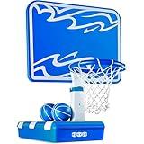 Play22 Swimming Pool Basketball Hoop - 4 Adjustable Height - Revolutionary Base and Storage System, Large Backboard 33"x 54", Pool Toys Basketball Game, Includes 2 Balls and Pump