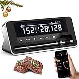 Meat Thermometer Wireless, 800FT WiFi Bluetooth Digital Thermometer with Smart APP, Temp Precise Improved by 100%, Instant Read Food Thermometer with Alerts for Oven Smoker BBQ Grill