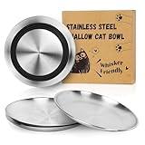 Supet Stainless Steel Cat Food Bowls, Whisker Fatigue Dishes with Non-Slip Bottom, Shallow Wide Cat Plates for Wet & Dry Food, 13OZ Kitten Bowls for Indoor Cats (4Pcs)