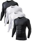 4 Pack Compression Shirts for Men Long Sleeve Athletic Cold Weather Base Layer Undershirt Gear T Shirt for Workout 2XL