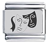 Drama Masks Laser Italian Charm