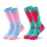 KUYOU Kids Ski Socks, 2 Pair Warm Long Knee High Snow Winter Skiing Snowboarding Skating Socks for Youth Boy Girl