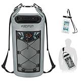 Piscifun Waterproof Backpack 10L 20L 30L 40L Floating Backpack with Waterproof Phone Case for Water Sports Fishing Boating Kayaking Surfing Rafting Gift for Men Women, Grey Dry Combo Bag # 1, 20L, 20l