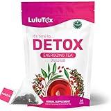 LULUTOX Detox Tea - Slimming Tea with Dandelion and Ginseng to Support Goals for Detox Cleanse, Flat Belly, Bloating, Healthy Weight and Digestive Health - Women & Men - Peach Flavor (28 Servings)