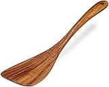 Jilla-hla Wooden Spatula Wooden Turner Acacia Wood,Long Handle Flat Frying Spatula Handmade for Kitchen Cookware (Frying Spatula)