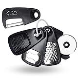 Kitchen Gadgets Set 5 Pieces, Space Saving Cooking Tools Kitchen Accessories - Fruit/Vegetable Peeler, Cheese/Chocolate Grater, Bottle Opener, Pizza Cutter, Garlic/Ginger Grinder Gift Set (Black)