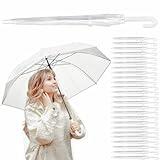 Kvittra Umbrella Wedding Style Stick Umbrellas Large Windproof Bubble Umbrellas Rain Umbrellas with J Hook Handle for Bride Groom Gift (24PCS)