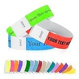 WristCo Custom Printed Wristbands - Select a Color, Quantity & Personalize Any Text to Wrist Band ID Bracelets for Events Concert Party Festival Security Admission VIP