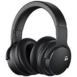 MOVSSOU E7 Active Noise Cancelling Headphones Bluetooth Headphones Wireless Headphones Over Ear with Microphone Deep Bass, Comfortable Protein Earpads, 30 Hours Playtime for Travel/Work, True Black