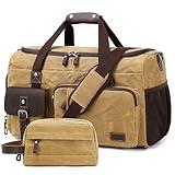 SHENHU Travel Duffle Bag Weekender Bag with Shoe Compartment Overnight Bag for Men Travel Bag Carry On Lugguage Brown