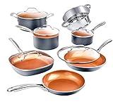 Gotham Steel 12 Pc Ceramic Pots and Pans Set Non Stick, Kitchen Cookware Sets, Pot and Pan Set, Ceramic Cookware Set, Non Toxic Cookware Set, Non Stick Pots and Pan Set, Oven Dishwasher Safe - Copper