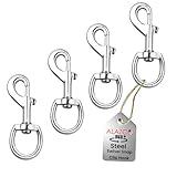 4pc ALAZCO Flag Swivel Snap Clips Hooks 3.5” Heavy Duty Spring Sturdy 200lbs Safety Load 0.78” Eyelet Capacity Flagpole Hardware Pet Leash Key Chain Leather Craft Camping Boating Tarp Cover Clips