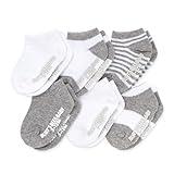 Burt's Bees Baby Baby Socks Ankle or Crew Height Made with Soft Organic Cotton - 6 Packs With Non-Slip Grips for Babies and Newborn Babies Heather Grey Multi 24 Months