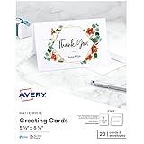 Avery Printable Greeting Cards, Half-Fold, 5.5" x 8.5", Matte White, 20 Blank Cards with Envelopes (3265)