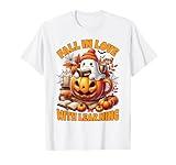 Fall In Love With Learning Cute Ghost Pumpkin Kids Teachers T-Shirt