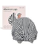 Kitsch Luxury Shower Caps for Women Reusable Waterproof - Large Shower Cap for Women and Men, Non-slip, Quick-dry Hair Cap for Long & Short Hair, Comfortable and Stylish Design - Stripe