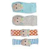 Fydun 4pcs Baby Rattle Socks, 4pcs Cute Shape Soft Light Socks, Arm Hand Bracelet Rattles & Plush Rings Wrist Ankle for Babies Infants Boy Girl