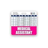 Scrubs and Stuff LLC Medical Assistant Badge Buddy Horizontal w/Height & Weight Conversion Charts (Standard, Pink)