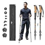 Cascade Mountain Tech Trekking Poles - Aluminum Hiking Walking Sticks with Adjustable Locks Expandable to 54" (Set of 2), Cork Grip, Orange