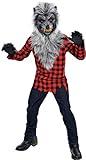 Amscan Hungry Howler Werewolf Costume for Kids, Medium (8-10), with Plaid Shirt, Furry Mask and Gloves