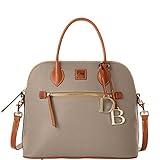 Dooney & Bourke Satchel Bags for Women, Pebble Grain Leather Domed Satchel Handbag with Optional Crossbody Bag Strap - Brown