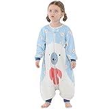 HAHASHOW Baby Sleeping Sack with Feets, Toddler Sleeping Bag Long Sleeves, Early Walker Sleeping Sack, Swaddle Wearable Blanket, 4 Season Unisex, 3-5T, Bear