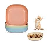 HMDZMR Cat Food Bowl Set, 6 inch Wide Shallow Cat Bowl for Relief Whisker Fatigue,Small Flat Cat Dish, Shallow Pet Feeding Dish or Plate for Cats and Small Dogs (4Pcs)