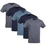 Gildan Men's Crew T-Shirts, Multipack, Style G1100, Navy/Heather Navy/Indigo Blue (5-Pack), X-Large