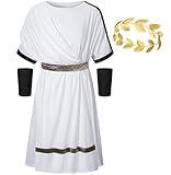 HADOLLWELL Kids Greece Toga Costume for Boys Ancient Greek Rome Mythos Philosopher Senate holaween Cosplay 12-14 Years White
