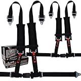 Aces Racing 4 Point Harness with 2 Inch Padding (Ez Buckle Technology) (Black (Pair))