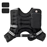 PACEARTH Weighted Vest, 6lb/12lb/16lb/20lb/25lb/30lb Weight Vest with Reflective Stripe, Body Weight Vests Adjustable for Men, Women Workout, Strength Training, Running, Walking, Jogging