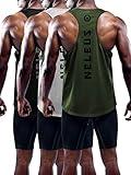 NELEUS Men's 3 Pack Dry Fit Workout Gym Muscle Tank Tops,5031,Black,Grey,Olive Green,M,EU L